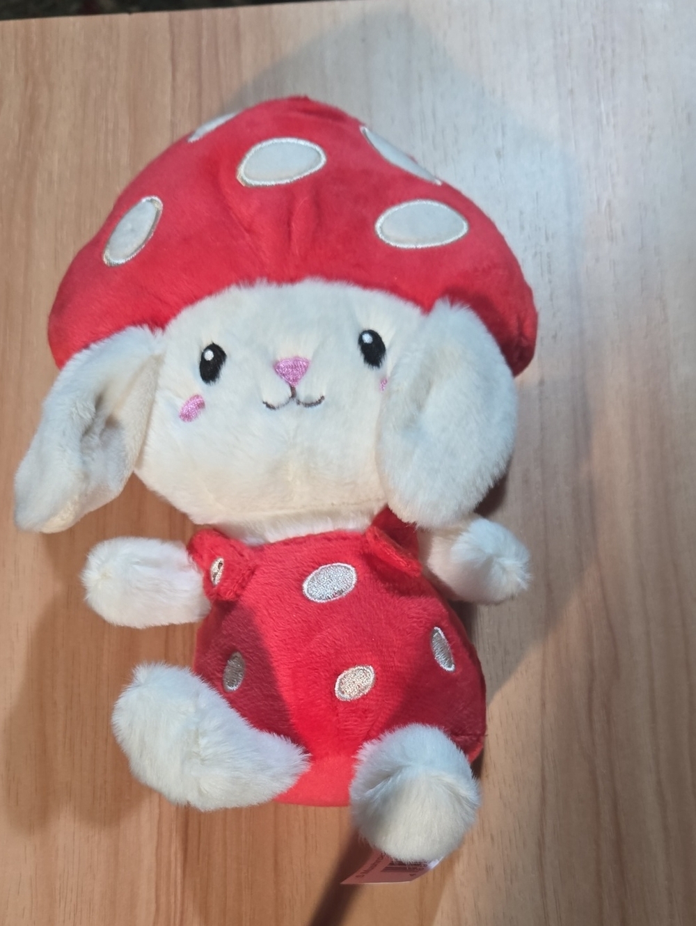 Plush Mushroom Bunny Toy - Red and Cream